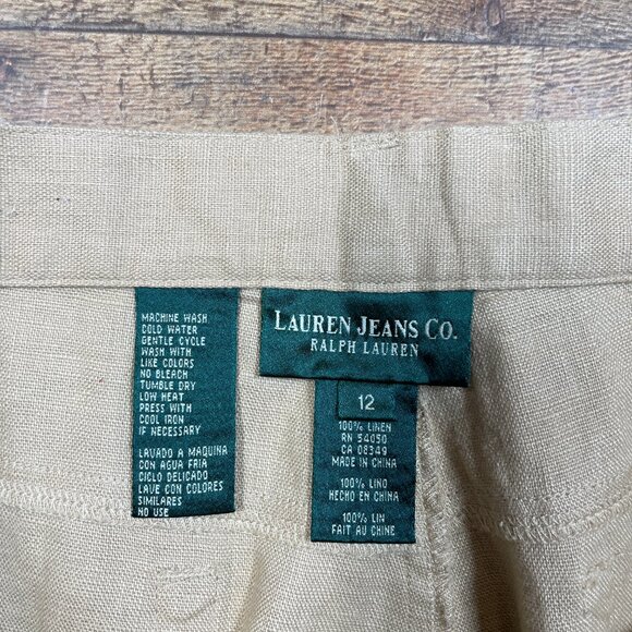 Lauren Jeans Co Ralph Lauren Tan Linen Capri Pants size 12 - Picture 3 of 5